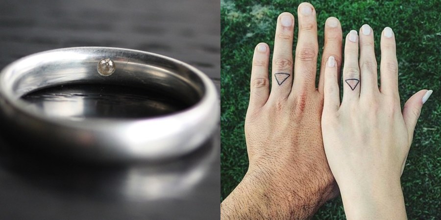 Noi trenduri pentru verighete: tatuajul pe degetul inelar și inelul cu ...